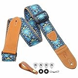 Nefelibata Gitarrengurt,2 'Doppelte Lederenden,Vintage Woven W/FREE BONUS-4 Picks+Strap Locks+Strap...