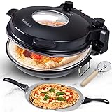 Heidenfeld elektrischer Pizzaofen Napoli | 1200 Watt - 400°C - Pizza Ofen - Extra großes...