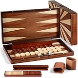 Syrace Faltbares Backgammon-Set aus Holz, mit Holzspielteilen und Zubehör, 2 Spieler, groß, 38,1...