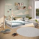 CADANI Timi 2in1 Bodenbett 120x200 cm Montessori Kinderbett mit abnehmbaren Rausfallschutz inkl....