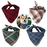 Dadabig 4 Stück Bandana für Hund, Haustier Bandanas Hundehalstuch Kragen Stilvolle Kariertes...