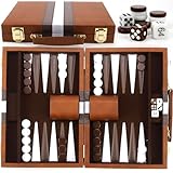 Backgammon, Backgammon Koffer, Backgammon Holz,mit Hochwertiger Ledertasche Tragbares und...