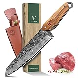 TAN REN Damastmesser, Kochmesser profi Messer, Damast Küchenmesser mit Geschenkbox,...