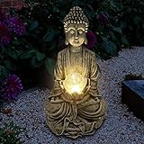 Meditierende Buddha-Gartenstatue mit Solarlicht, ruhiger Solar-Garten-Buddha mit gebrochener...