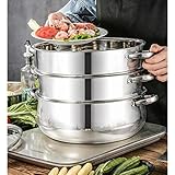 Suppentopf 3-lagiger Edelstahl Suppentopf Multifunktionaler Suppentopf mit Dampfkorb inklusive...
