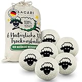 LACARI Trocknerbälle – [6x] XXL Trocknerbälle für Wäschetrockner – 100% hypoallergene...