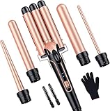 Lockenstab set 5 in 1 mit 3 Fässer - YICAIZI Welleneisen für große/mittlere oder kleine Locken...
