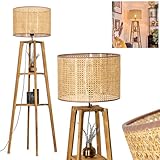 Stehleuchte Barcos, Stehlampe aus Holz/Rattan in Naturfarben, Leuchte im skandinavischen Design mit...