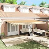 HOMEELIKE Automatische einziehbare Markise mit mehrfarbigem LED-Streifen, 600 x 300 cm