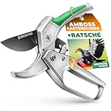 GRÜNTEK KONDOR Astschere Amboss Ratschen-Gartenschere 200 mm - SK5-Klinge, automatischer...