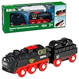 BRIO World 33884 Batterie-Dampflok mit Wassertank - Lokomotive mit echtem kühlen Dampf und...
