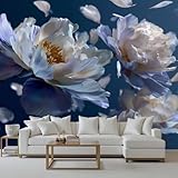 Wlujhia Fototapete Lila Blumenmuster, 500x350 cm Tapeten Vliestapete Blumen Pflanze, Wanddeko,...