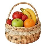 Weiden Picknickkorb - Geflochtener Weidenkorb Natürliche Aufbewahrung Mit Griff | Niedlicher...