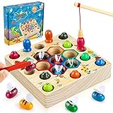 COOLJOY Magnetisches Angelspiel Montessori Spielzeug ab 2 Jahre Kinderspielzeug 2 in 1 Holz...