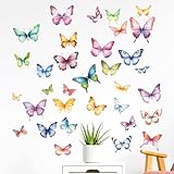 Joynine 32 bunte Schmetterlings-Wandaufkleber – kreative Wanddekoration für Haus, Wohnzimmer und...