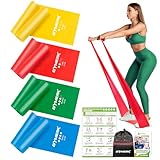 GYMERK Fitnessbänder Set 4er, 1.8M Fitnessband, 4 Widerstandsstufen mit Übungsposter,...