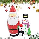 Generisch Weihnachtsbaum-Nistpuppen,Weihnachts-Nistpuppen, Handgefertigte Stapelpuppe aus Holz,...