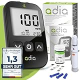 adia Blutzuckermessgerät (mg/dl) inkl. 10 Teststreifen für Diabetiker zur Selbstkontrolle des...