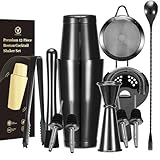 YXT&BEYOND Premium Cocktail Shaker Set, 12 Stück Edelstahl Boston Shaker Mix Zubehör Schwarz, Kein...