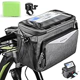 GXCROR Lenkertasche Fahrrad 5.5L mit Touchscreen Fahrradtasche Handyhalterung Fahrrad wasserdichte...