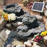 Solar GARTENBRUNNEN Bachlauf QUELLBACH II mit LED-Licht/Hybrid-System, 230V ZIERBRUNNEN VOGELBAD...