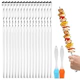 24 Stück Grillspieße Edelstahl, 30cm Schaschlikspiesse Grill Kebab Spieße Flacher...