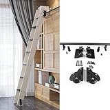 Schiebeleiter-Beschlagsatz für Bibliotheken (1 m–7,3 m) – Schwarze Stahlschiene für Mobile...