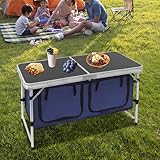 OMGGYER Campingtisch Klappbar Höhenverstellbar Multifunktionstisch Aluminium Tragbarer Klein...