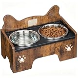 Hzuaneri Erhöhter Hundenapf, Enthält Zwei Edelstahlnäpfe Mit Spritzwassergeschütztem,...