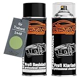 TRISTARcolor Autolack Spraydosen Set für Trabant 2448 Cabrigrun Basislack Klarlack Sprühdose 400ml