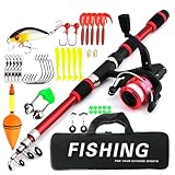 Angelset für Kinder, Blau 1.8M Kinderangel Starter Set, Angelrute Set Kinder mit Angelrolle und...