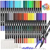 Peakness Dual Brush Pen, Filzstifte Set 40 Farben Aquarellstifte mit Zwei Spitzen für Bullet...