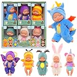 Miunana Babypuppe, Mini Puppe, Mini Babypuppen, 6 Stück Baby Mini Puppen, Waschbares PVC-Material,...