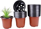 PIQIUQIU 50 Pflanztöpfe, Runde Kunststoffe Blumentöpfe Multifunktional Praktisch Pflanzcontainer...