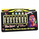 12 Stücke Halloween Glow In Dark Gesicht Schwarz Licht Farbe UV Gesicht Körper Farbe...