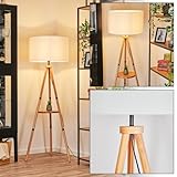 HOFSTEIN Stehleuchte Flemming, Stehlampe aus Holz/Metall im modernen Boho-Design, Schirm aus Stoff,...