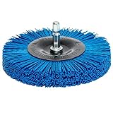 S&R Nylon-Scheibenbürste feinkörnig Ø 100mm, Sechskant Schaft 1/4' (6,35 mm) mit FEINKÖRNIGEM...