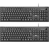 Rii (2-Pack) USB Tastatur - Kabelgebundene Slim Business Tastatur Mit Kabel für...