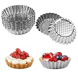 20 Stück Edelstahl Mini Tarteform, 9.5×2.5cm Metall klein Torteletts, Wiederverwendbar Egg Tart...