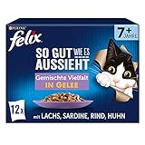 FELIX So gut wie es aussieht Senior Katzenfutter nass in Gelee, Sorten-Mix, 6er Pack (6 x 12 Beutel...