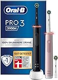 Oral-B Pro 3 3900 Elektrische Zahnbürste/Electric Toothbrush, Doppelpack & 3 Aufsteckbürsten, mit...