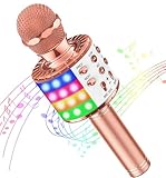 GeschenPark Karaoke Mikrofon Kinder mit LED Licht, Tragbare Drahtloses Bluetooth Mikrofon...