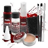 Festicy Halloween Spezialeffekt Make Up Set I Kunstblut, Narbenwachs, Blutspray & mehr – Perfekt...