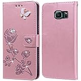 PKQTOP Hülle für Samsung Galaxy S6 Handyhülle,Klappbar Tasche...