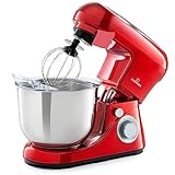 Klarstein Knetmaschine Küchenmaschine zum Backen, 1300W Teigmaschine Klein, 6 Stufen, Schneebesen...