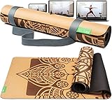 BACKLAXX ® Yogamatte Kork mit Naturkautschuk - Yoga Matte nachhaltig, schadstofffrei, Yogamatte...