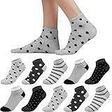 Sneaker Socken Damen 39-42, 10 Paar Baumwolle Kurze Socken Mädchen Söckchen, Mehrfarbige...