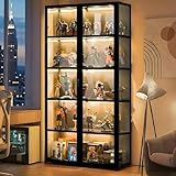 Scribora Standvitrine mit Acrylglas, 5 Böden Glas Vitrinenschrank, Dreiseitiger Transparenter...