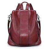 S-ZONE Damen Rucksack Echtleder Weiches Wasserdicht Anti Diebstahl Mode Rucksackhandtasche Casual...