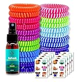 Olleeno® Mückenschutz Set – 24 Armbänder, 30 ml Spray & 60 Aufkleber | Wiederverwendbare...